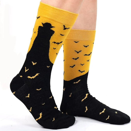 Dracula with Bats Socks (Adult Large - Men's Shoe Sizes 8 - 12)