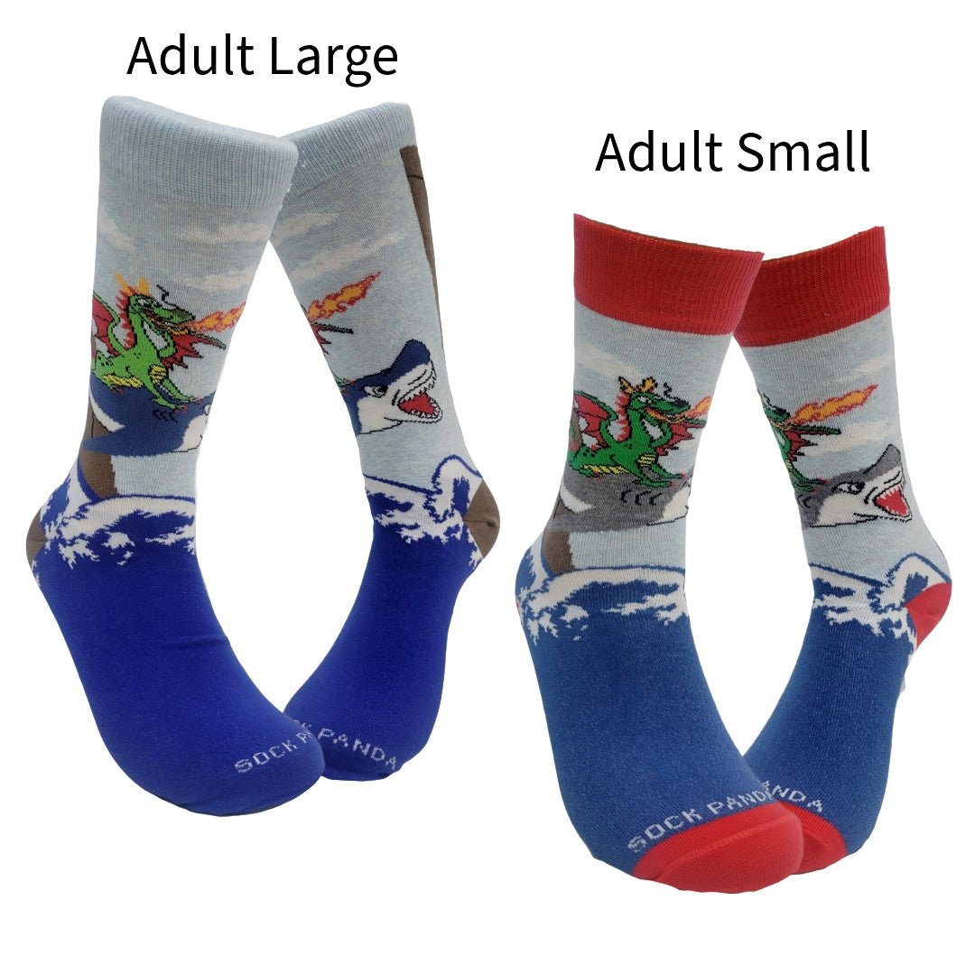 Dragon Riding a Shark Socks from the Sock Panda