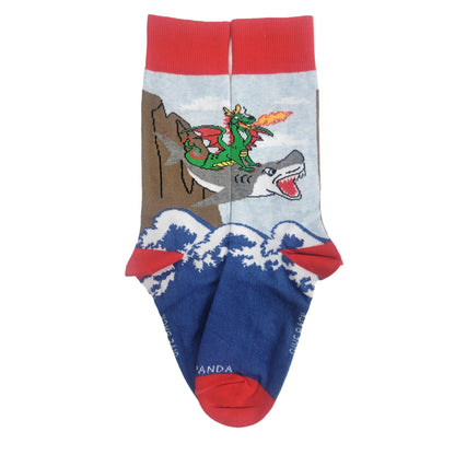 Dragon Riding a Shark Socks from the Sock Panda