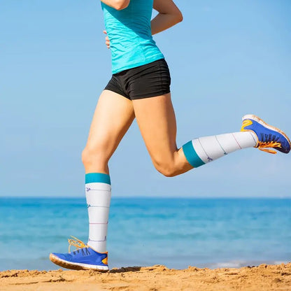 EKG Heartbeat Patterned Knee High - White (Compression Socks)