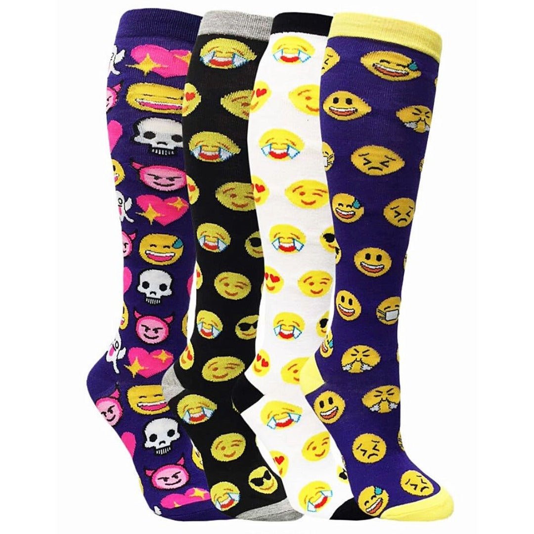 Emoji Pattern Socks from the Sock Panda (Knee High) - 4 Pack