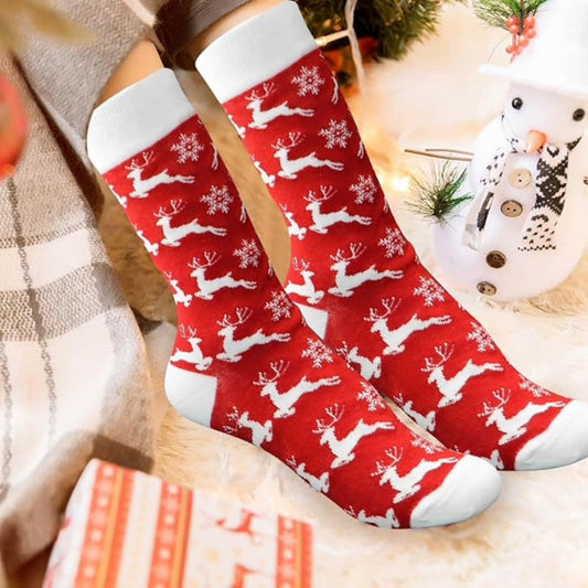 Festive Frolicking Reindeers Holiday Socks (Adult Medium - Women's Shoe Sizes 5 - 10)