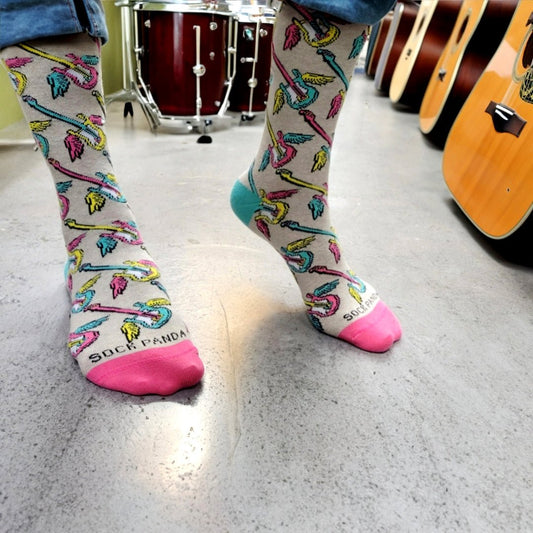 Flying Guitar Pattern Socks from the Sock Panda (Adult Small - Shoe Sizes 2 - 5)