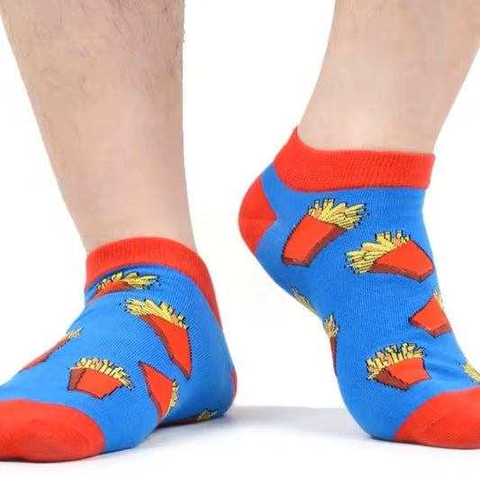 French Fries Ankle Socks (Adult Large - Men's Shoe Sizes 8 - 12)