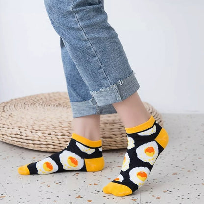 Fried Eggs Patterned Ankle Socks