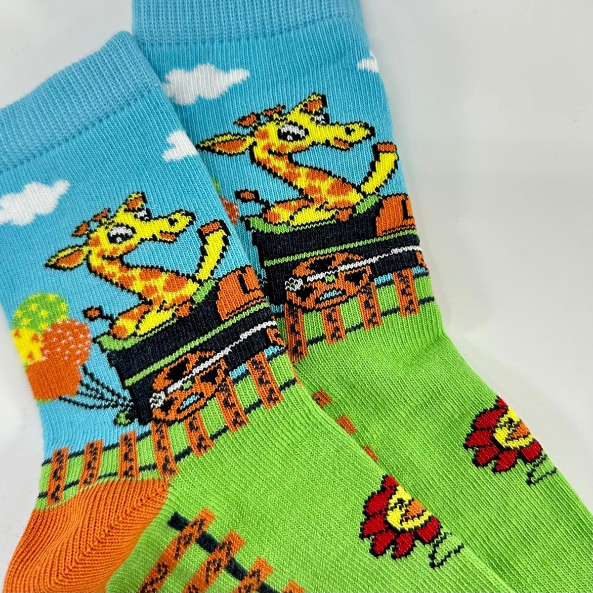 Giraffe in a Train Socks from the Sock Panda (Ages 3 - 7)