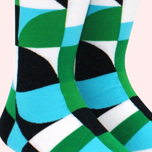 Green Abstract Geometric Pattern Socks from the Sock Panda (Adult Large)