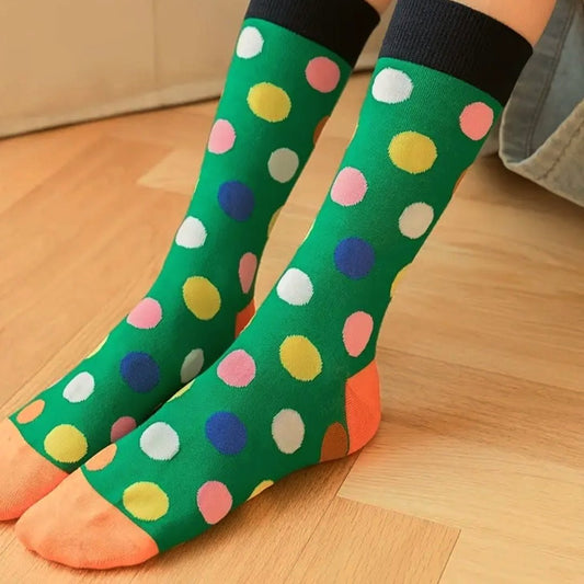 Green Colorful Polka Dot Socks from the Sock Panda (Adult Medium)
