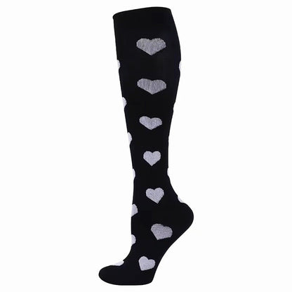 Grey Heart Patterned Knee High (Compression Socks) GRHeartCompMd