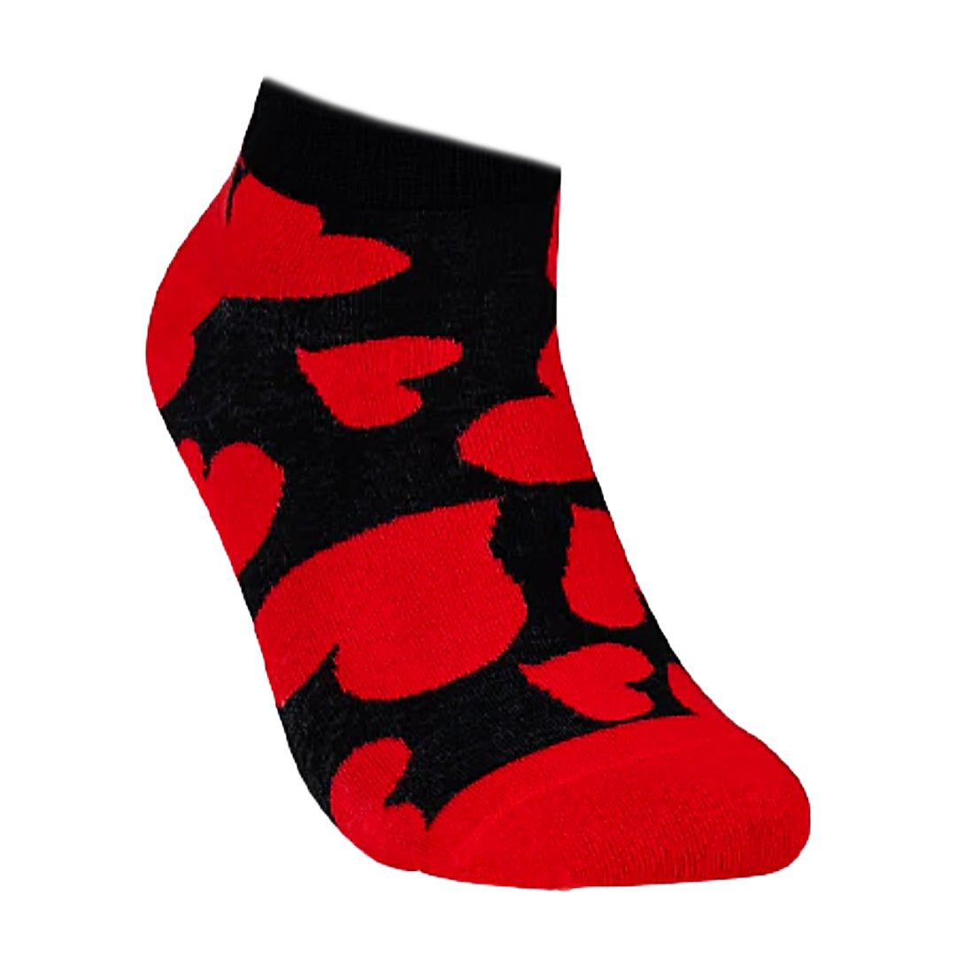 Heart Patterned Ankle Socks (Adult Medium) - 2 Pack