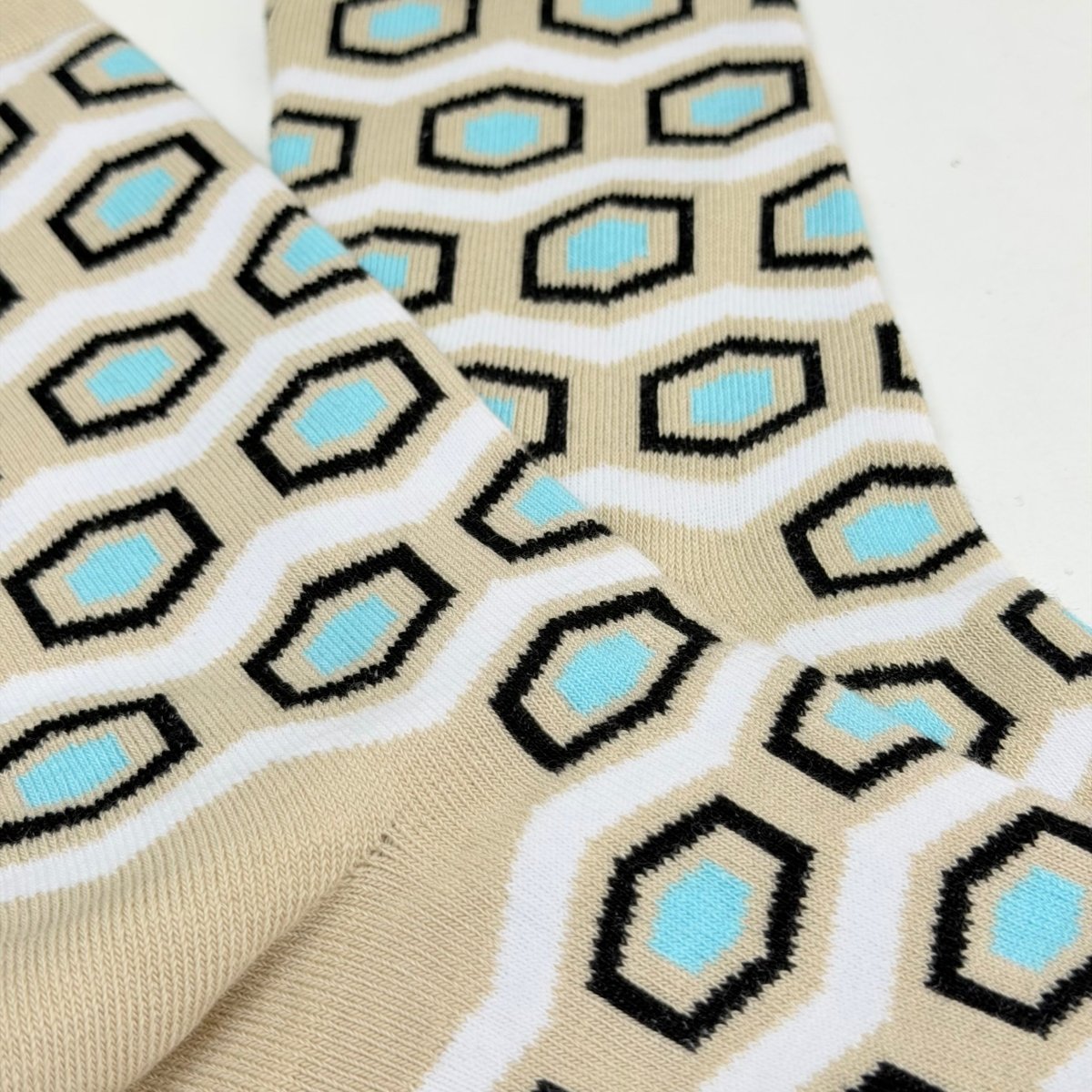 Hexagon Pattern Socks from the Sock Panda (Adult Large) HexBeigeLg
