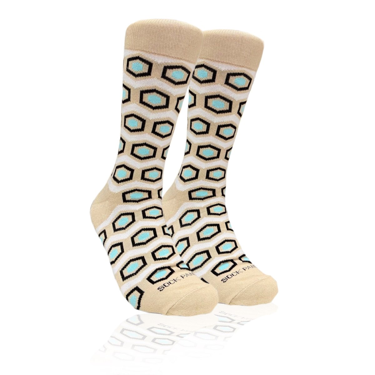 Hexagon Pattern Socks from the Sock Panda (Adult Large) HexBeigeLg