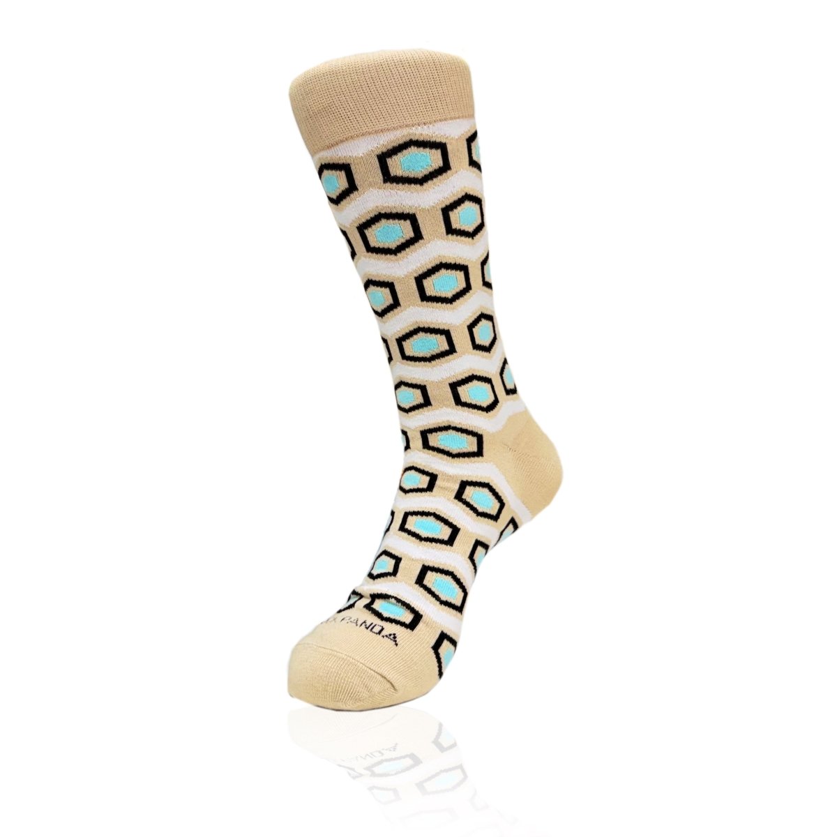 Hexagon Pattern Socks from the Sock Panda (Adult Large) HexBeigeLg