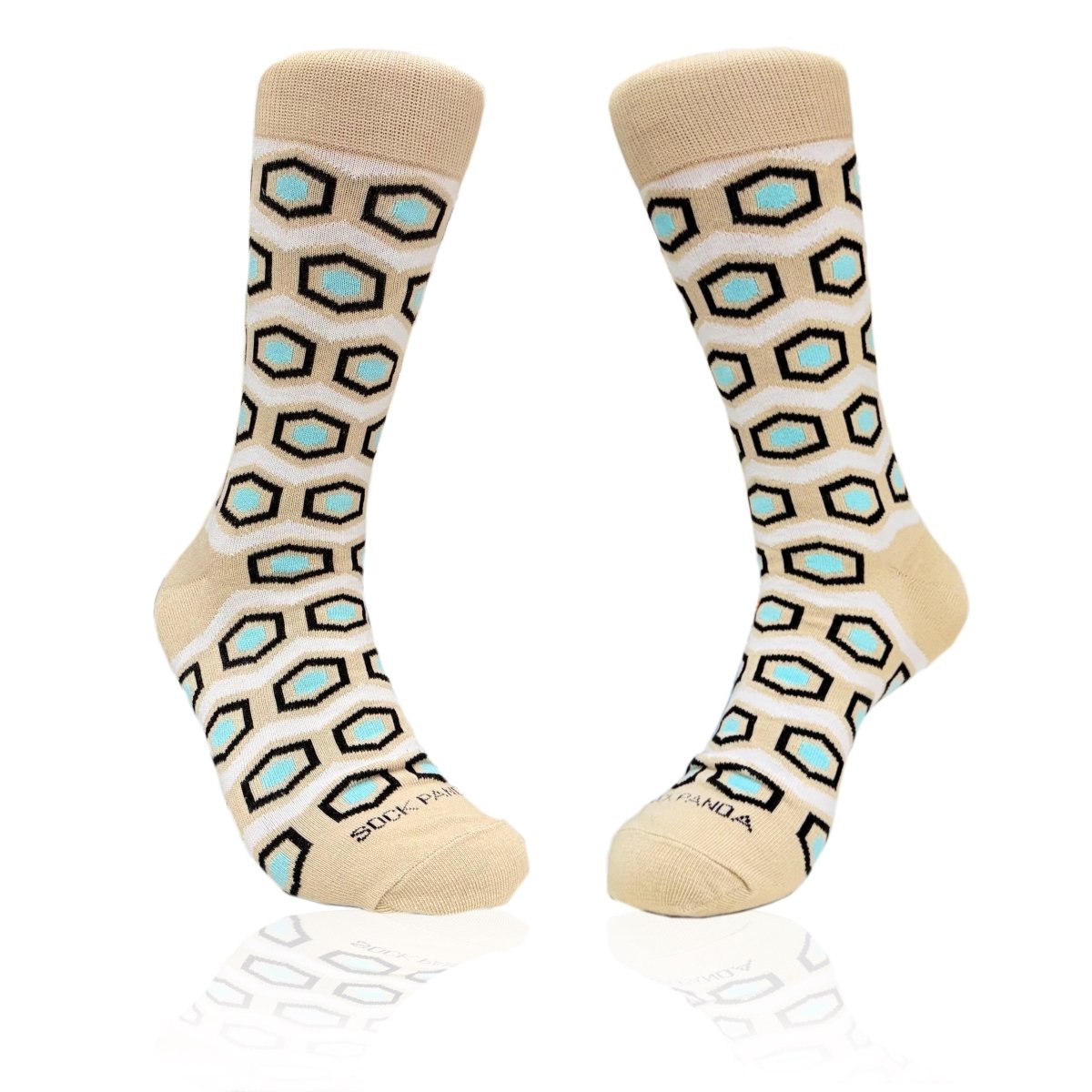 Hexagon Pattern Socks from the Sock Panda (Adult Large) HexBeigeLg