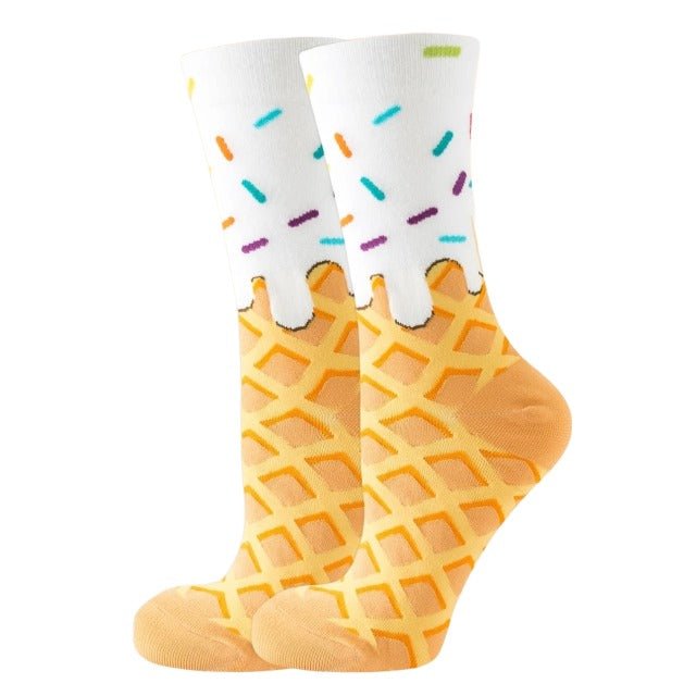 Ice Cream Cone Socks (Adult Medium - Women's Shoe Sizes 5 - 10)