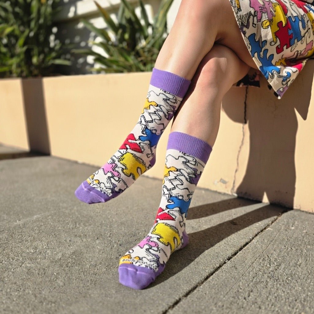 Jigsaw Puzzle Pattern Socks from the Sock Panda JigsawPuzzSm