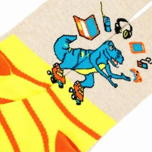 Juggling Dinosaur Socks (Back to School) from the Sock Panda (Adult Small - Shoe Sizes 2 - 5)
