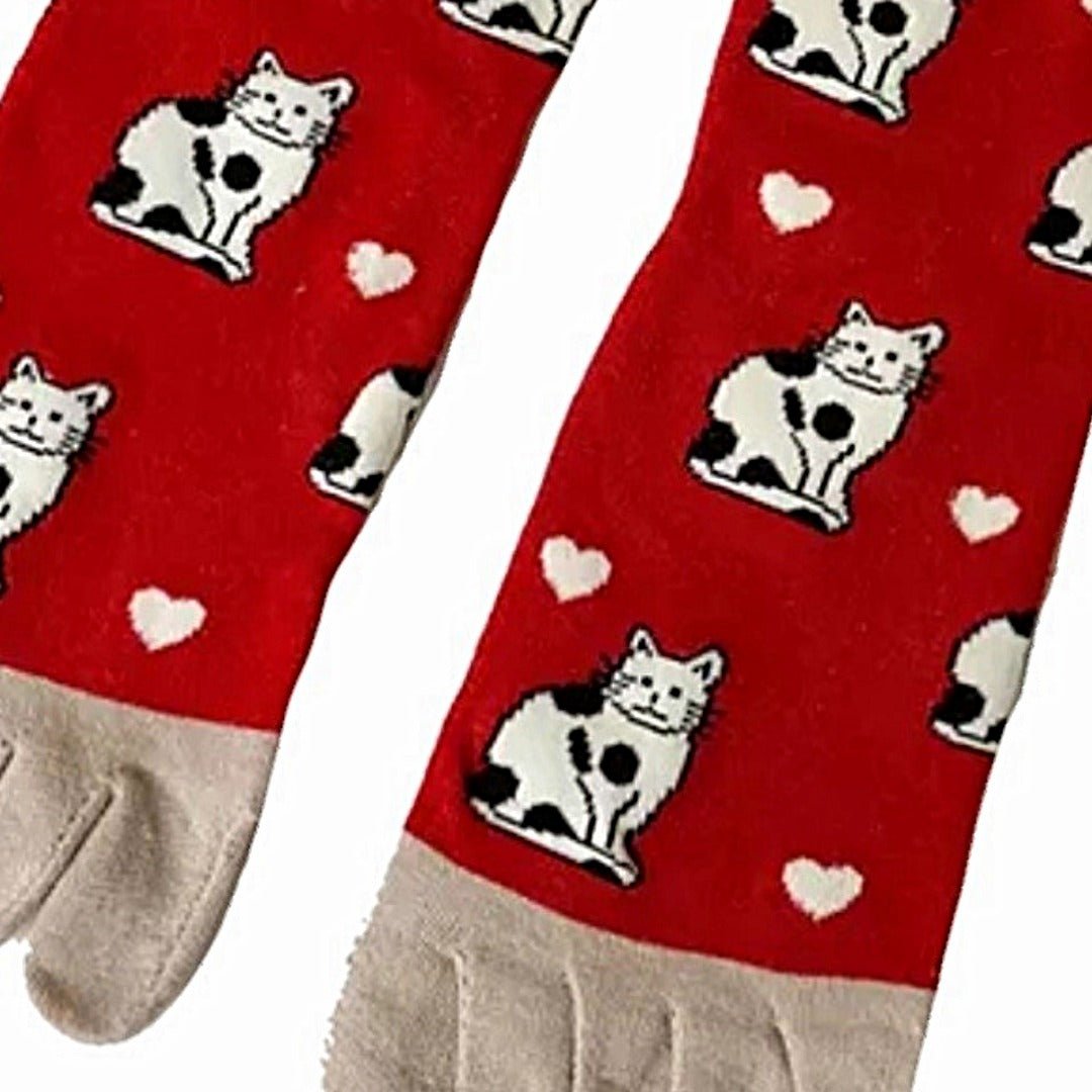 Kitty Cat Pattern Toe Socks (Adult Medium - Women's Shoe Sizes 5 - 10)