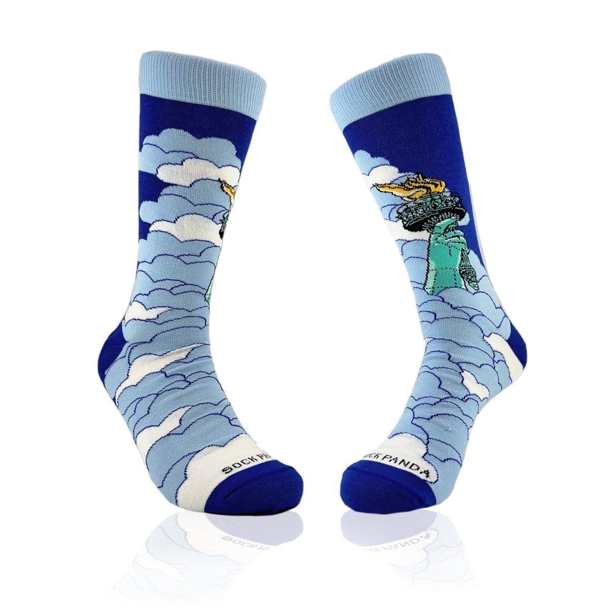 Lady Liberty Rises Above the Clouds Socks from the Sock Panda