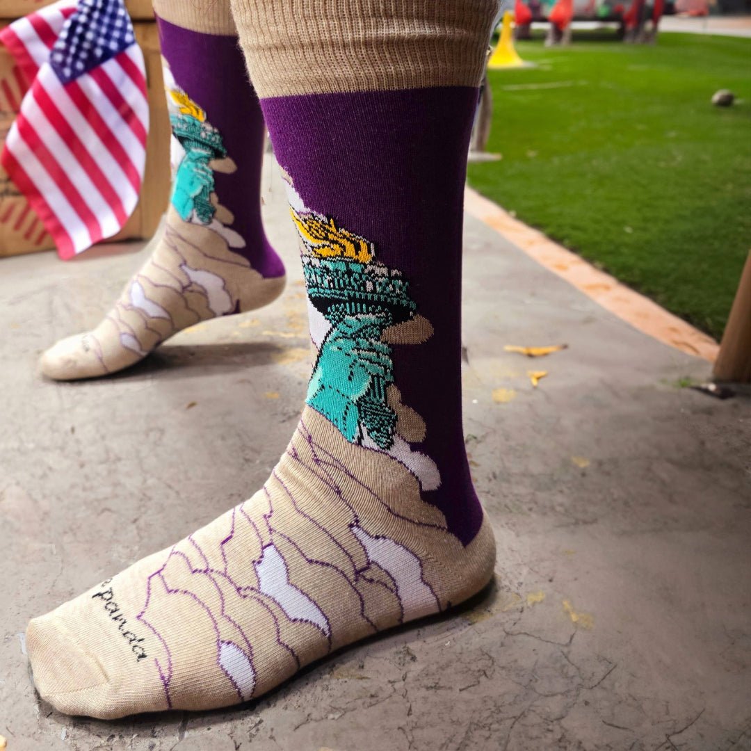 Lady Liberty Rises Above the Clouds Socks from the Sock Panda