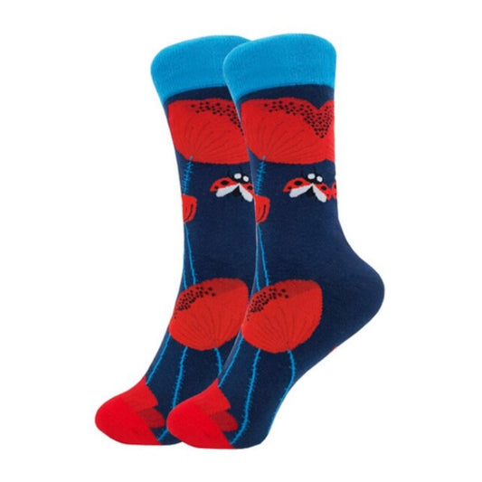 Ladybug Flower Socks from the Sock Panda (Adult Medium - Women's Shoe Sizes 5 - 10)