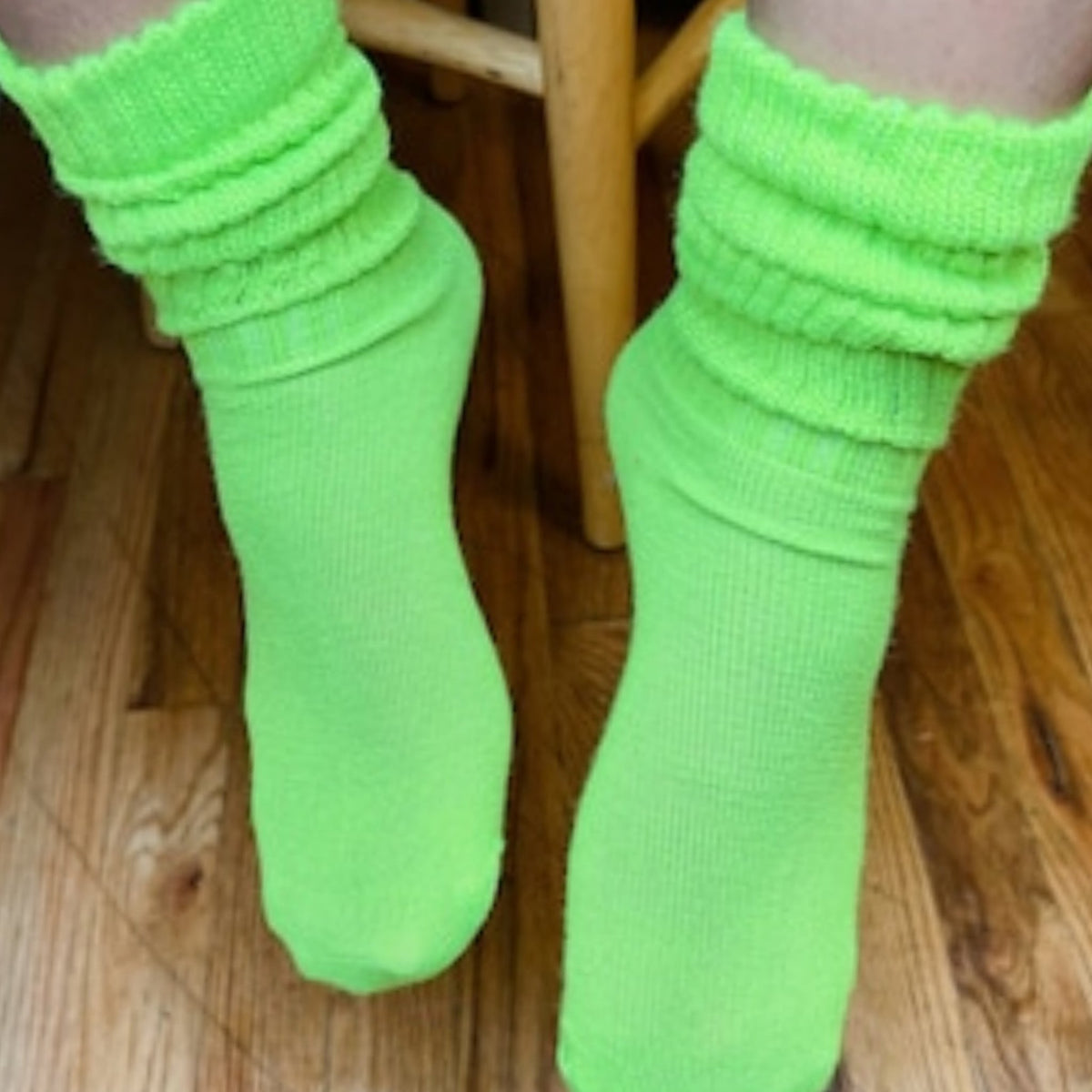 Lime Green Slouch Socks (Adult Medium - Women's Shoe Sizes 5 - 10) - Lightweight