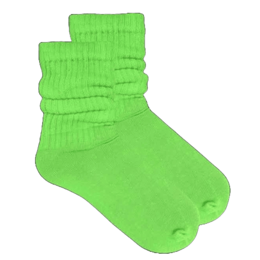 Lime Green Slouch Socks (Adult Medium - Women's Shoe Sizes 5 - 10) - Lightweight