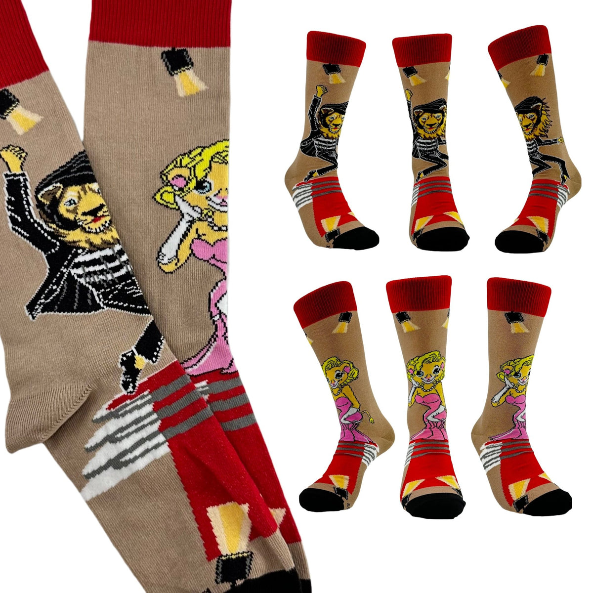 Lion Marylin & Elvis Socks from the Sock Panda (Left / Right)