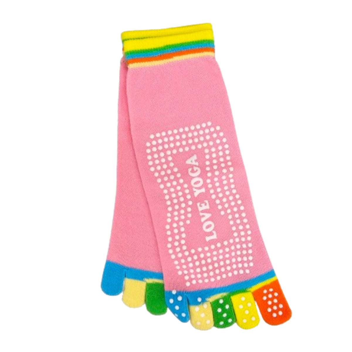 Love Yoga Rainbow Pink Toe Socks (Adult Medium - Women's Shoe Sizes 5 - 10)
