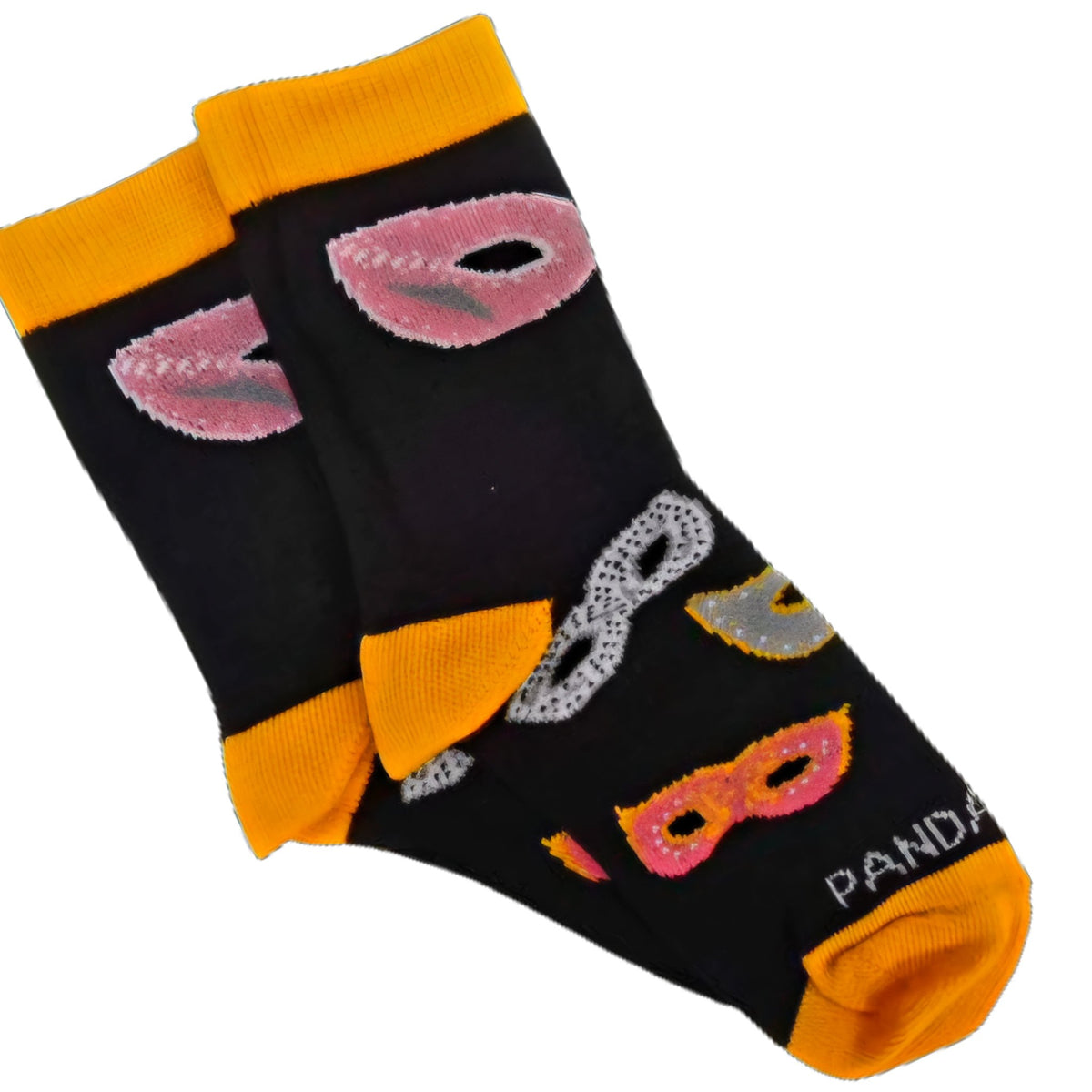 Masquerade Mask Socks with Orange Trim (Ages 3 - 7)