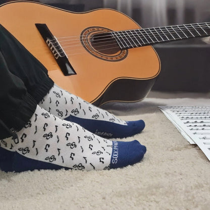 Melodic and Sophisticated Music Note Pattern Socks (Adult Large)
