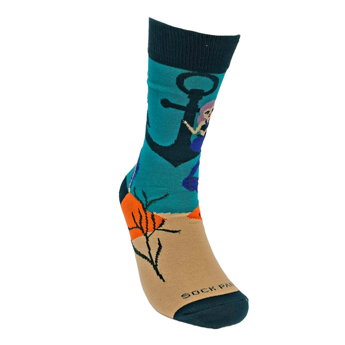 Mermaid Sitting on an Anchor Socks (Adult Medium - Women's Shoe Sizes 5 - 10)
