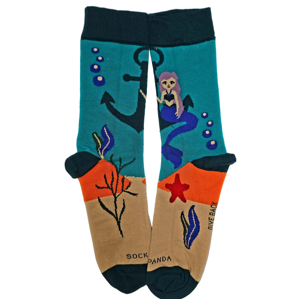 Mermaid Sitting on an Anchor Socks (Adult Medium - Women's Shoe Sizes 5 - 10)
