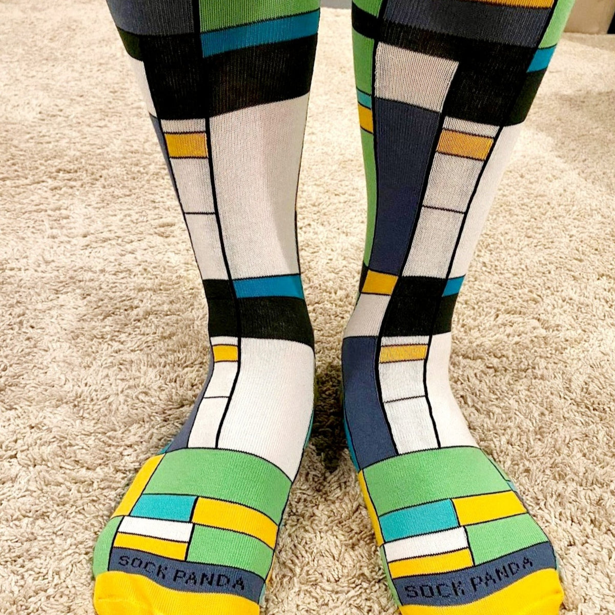 Mondrian Style Block Art Socks from the Sock Panda (Adult Large - Men's Shoe Sizes 8 - 12)