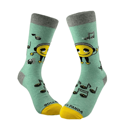 Musical Smiley Emoji Sock from the Sock Panda (Adult Small - Shoe Sizes 2 - 5)