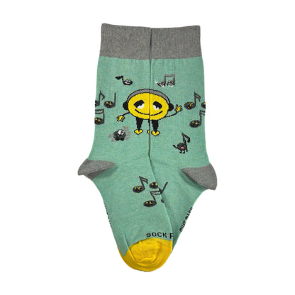 Musical Smiley Emoji Sock from the Sock Panda (Adult Small - Shoe Sizes 2 - 5)