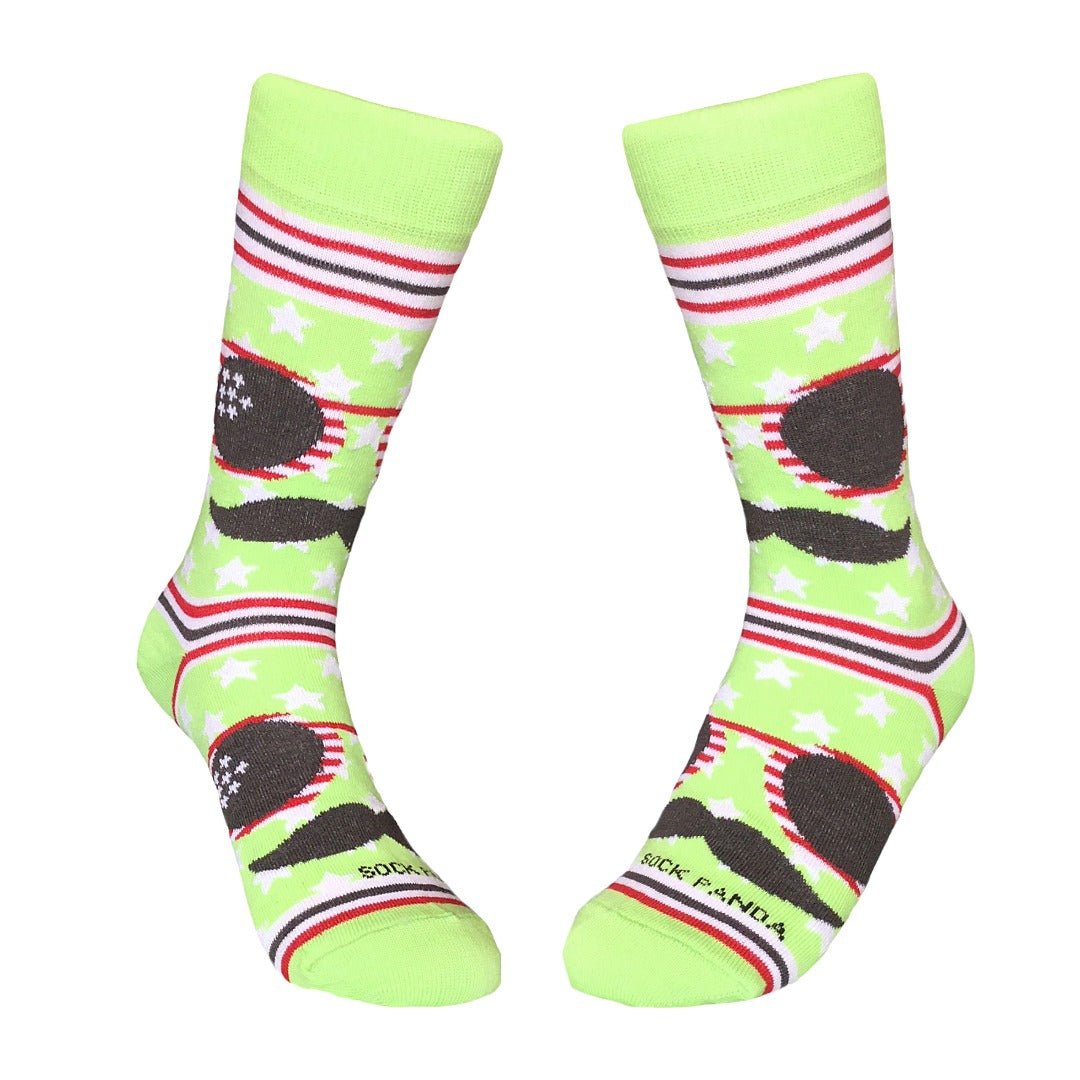 Mustache and Sunglasses Socks (Adult Small - Shoe Sizes 2 - 5)