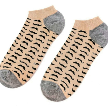 Mustache Pattern Ankle Socks (Adult Large - Men's Shoe Sizes 8 - 12)