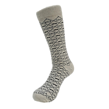 Mustaches and Glasses Argyle Pattern Socks (Adult Large - Men's Shoe Sizes 8 - 12)
