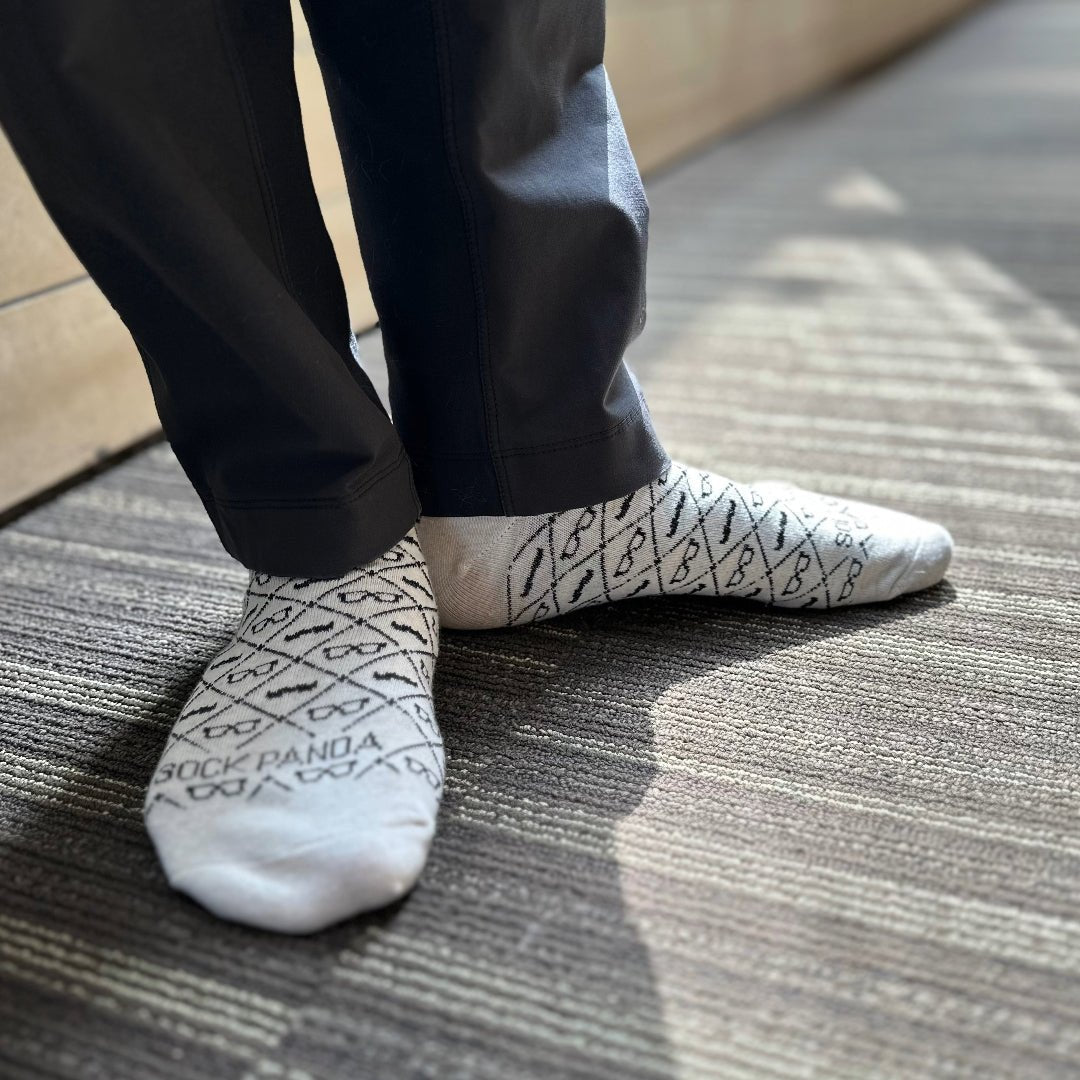 Mustaches and Glasses Argyle Pattern Socks (Adult Large - Men's Shoe Sizes 8 - 12)