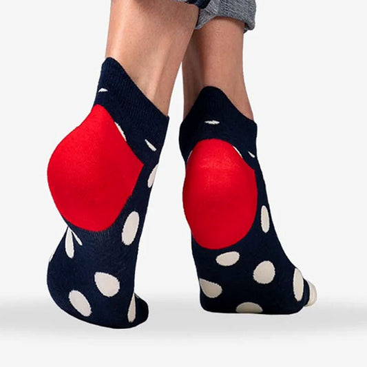 Navy Blue with White Polka Dots Ankle Socks (Adult Medium - Women's Shoe Sizes 5 - 10)