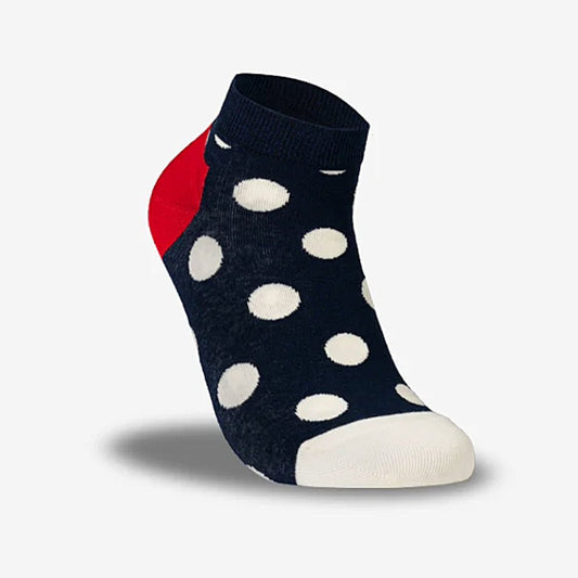 Navy Blue with White Polka Dots Ankle Socks (Adult Medium - Women's Shoe Sizes 5 - 10)