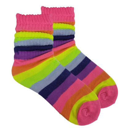 Neon Rainbow Slouch Socks (Adult Medium)