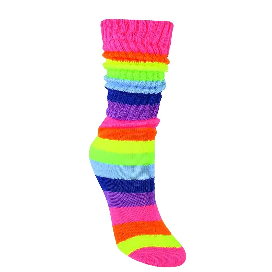 Neon Rainbow Slouch Socks (Adult Medium) - Heavyweight