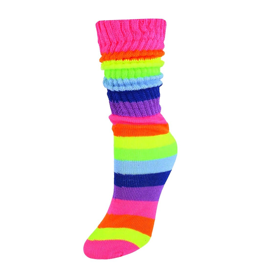 Neon Rainbow Slouch Socks (Adult Medium) - Heavyweight