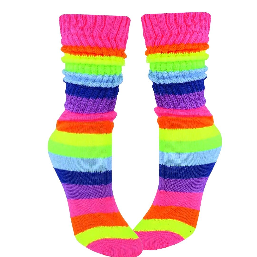 Neon Rainbow Slouch Socks (Adult Medium) - Heavyweight