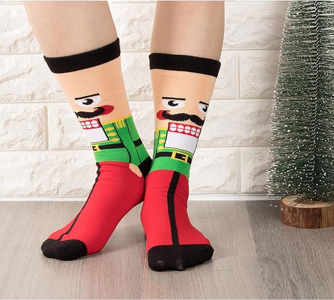 Nutcracker Christmas Crew Socks (Adult Large - Men's Shoe Sizes 8 - 12)