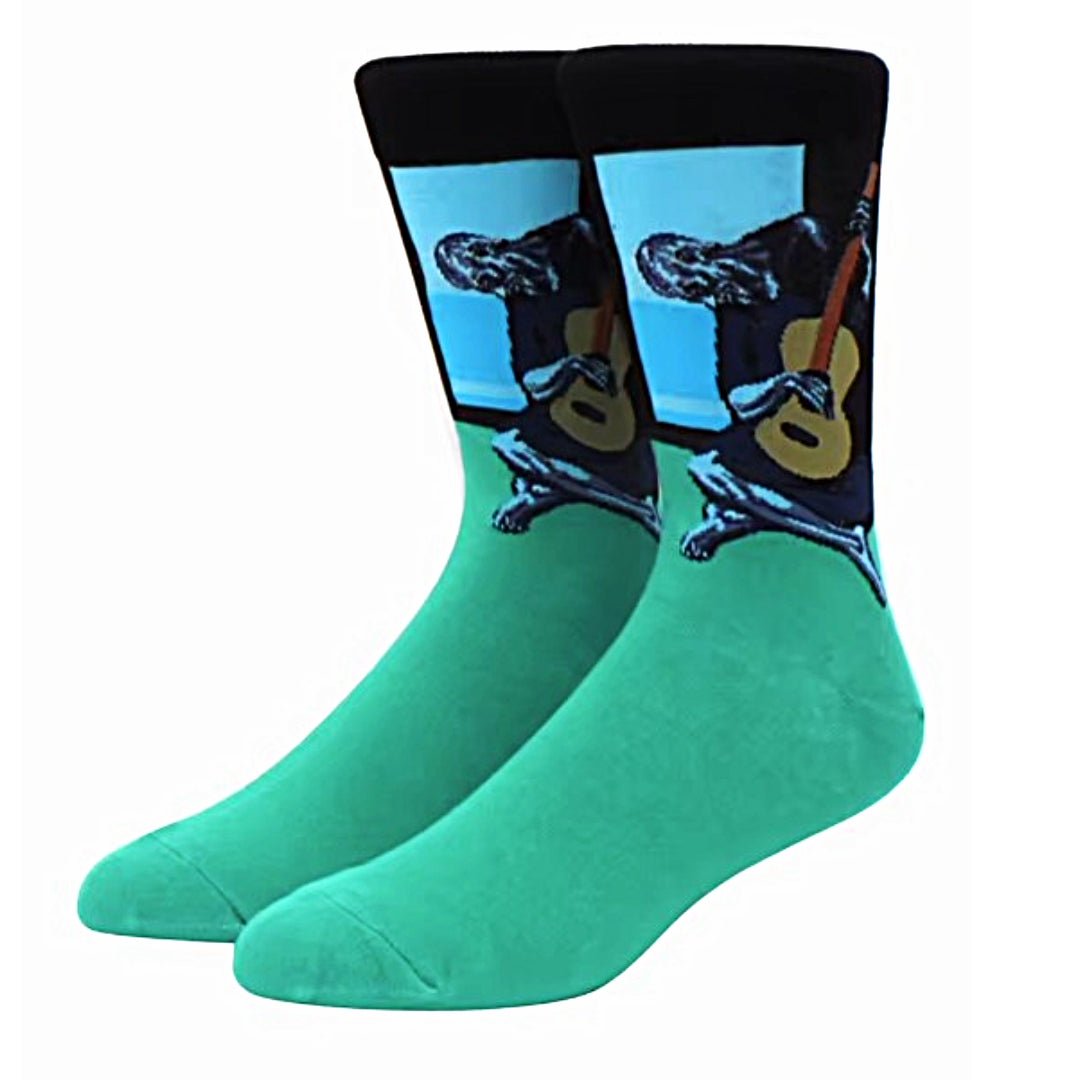 Old Guitarist Picasso Famous Art Socks - Green (Two Sizes)