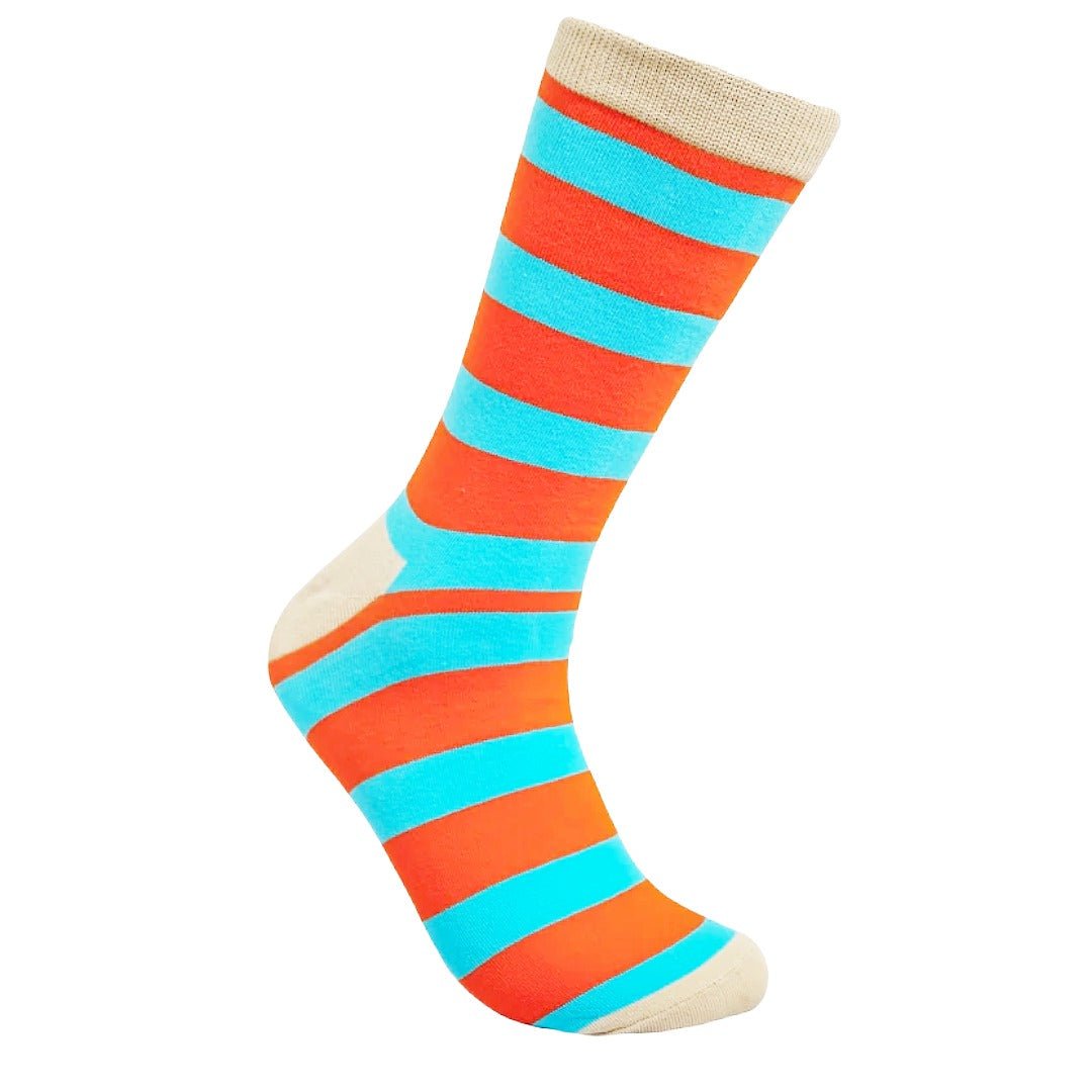 Orange and Blue Striped Socks from the Sock Panda (Adult Large)