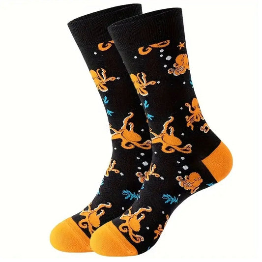 Orange Octopus Pattern Socks from the Sock Panda (Adult Medium - Women's Shoe Sizes 5 - 10)